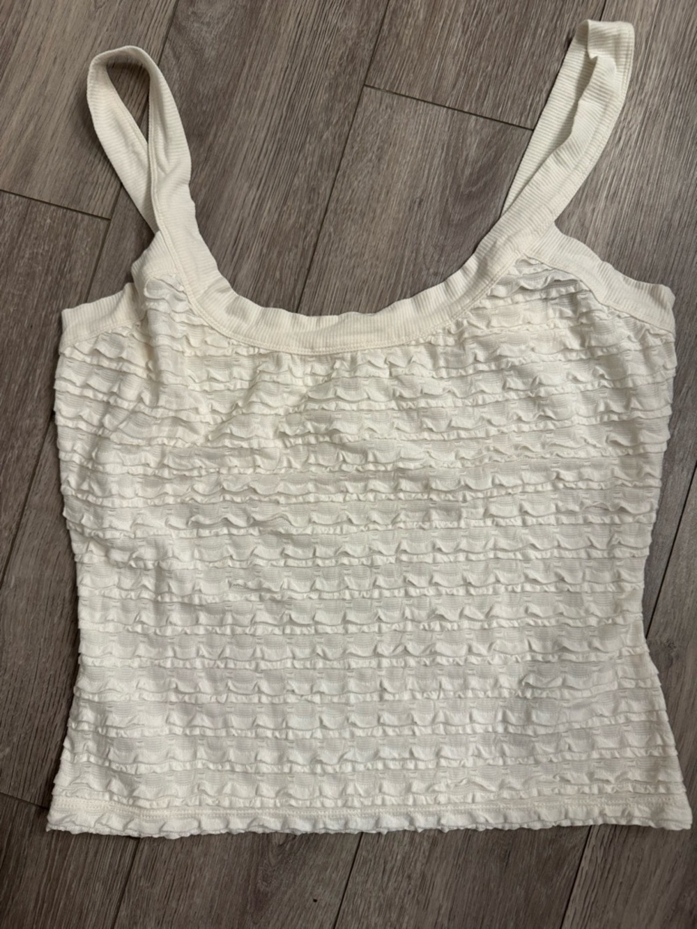 Anthropologie Cream Ruffle-Textured Tank Top
